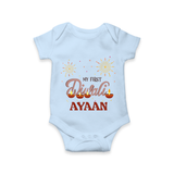 My First Diwali Sparkling Moments Romper - BABY BLUE - New Born (Chest 14")
