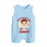 My First Diwali Joy Button Romper - BABY BLUE - New Born (Chest 18")