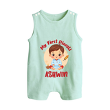 My First Diwali Joy Button Romper - MINT GREEN - New Born (Chest 18")