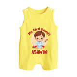 My First Diwali Joy Button Romper - PASTEL YELLOW - New Born (Chest 18")