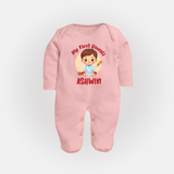 My First Diwali Joy Full Body Suit - BABY PINK - New Born (Chest 7.5")
