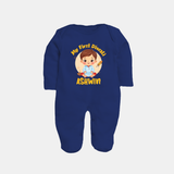 My First Diwali Joy Full Body Suit - NAVY BLUE - New Born (Chest 7.5")