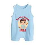 My First Diwali Star Button Romper - BABY BLUE - New Born (Chest 18")