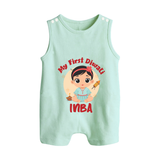 My First Diwali Star Button Romper - MINT GREEN - New Born (Chest 18")
