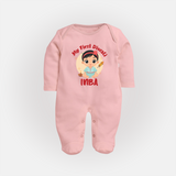 My First Diwali Star Full Body Suit - BABY PINK - New Born (Chest 7.5")