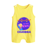 My First Diwali Lights & Laughter Button Romper - PASTEL YELLOW - New Born (Chest 18")
