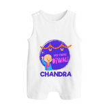 My First Diwali Lights & Laughter Button Romper - WHITE - New Born (Chest 18")