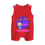 My First Diwali Lights & Laughter Button Romper - RED - New Born (Chest 18")