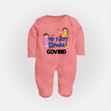My First Diwali Fun Full Body Suit - PEACH - New Born (Chest 7.5")