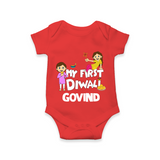 My First Diwali Fun Romper - RED - New Born (Chest 14")