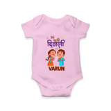My First Diwali Blessings Romper - BABY PINK - New Born (Chest 14")