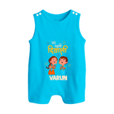 My First Diwali Blessings Button Romper - SKY BLUE - New Born (Chest 18")