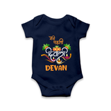 My First Diwali Delight Romper - NAVY BLUE - New Born (Chest 14")