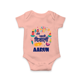 My First Diwali Colorful Celebration Romper - PEACH - New Born (Chest 14")