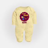 My First Diwali Sparkle Full Body Suit - PASTEL YELLOW - New Born (Chest 7.5")