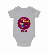 My First Diwali Sparkle Romper - GREY - New Born (Chest 14")