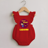 My First Diwali Sparkle Romper Frock - RED - 0 - 3 Months Old (Chest 19")