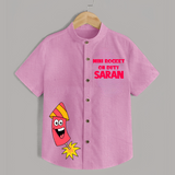 Mini Rocket On Duty Diwali Shirt - BABY PINK - 0 - 6 Months Old (Chest 23")