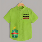 Little Atom Bomb Diwali Shirt - LIME GREEN - 0 - 6 Months Old (Chest 23")