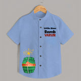 Little Atom Bomb Diwali Shirt - SKY BLUE - 0 - 6 Months Old (Chest 23")