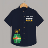 Little Atom Bomb Diwali Shirt - NAVY BLUE - 0 - 6 Months Old (Chest 23")