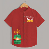 Little Atom Bomb Diwali Shirt - RED - 0 - 6 Months Old (Chest 23")