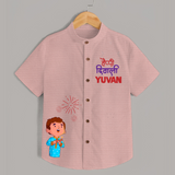 Happy Diwali Celebration Shirt - PEACH - 0 - 6 Months Old (Chest 23")