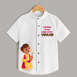 My First Diwali Outfit Shirt - WHITE - 0 - 6 Months Old (Chest 23")