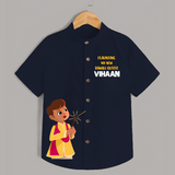 My First Diwali Outfit Shirt - NAVY BLUE - 0 - 6 Months Old (Chest 23")