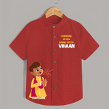 My First Diwali Outfit Shirt - RED - 0 - 6 Months Old (Chest 23")