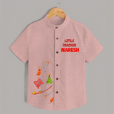 Little Cracker Diwali Shirt - PEACH - 0 - 6 Months Old (Chest 23")