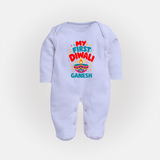 My First Diwali Full Body Suit - BABY BLUE - New Born (Chest 7.5")
