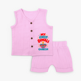 My First Diwali Jabla Set - BABY PINK - 0 - 3 Months Old (Chest 9.8")