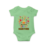 My First Diwali Crackers Celebration Romper - GREEN - New Born (Chest 14")
