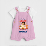 My First Diwali Pooja Celebration Dungaree - BABY PINK - 0 - 5 Months Old (Chest 18")