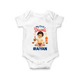 My First Diwali Pooja Celebration Romper - WHITE - New Born (Chest 14")