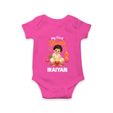 My First Diwali Pooja Celebration Romper - HOT PINK - New Born (Chest 14")