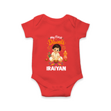 My First Diwali Pooja Celebration Romper - RED - New Born (Chest 14")