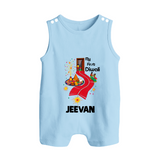 My First Diwali Doorway Celebration Button Romper - BABY BLUE - New Born (Chest 18")