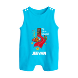 My First Diwali Doorway Celebration Button Romper - SKY BLUE - New Born (Chest 18")