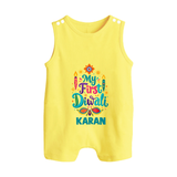 My First Diwali Festive Glow Button Romper - PASTEL YELLOW - New Born (Chest 18")