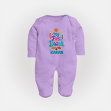 My First Diwali Festive Glow Full Body Suit - LILAC - New Born (Chest 7.5")