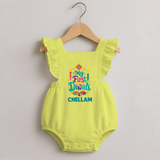 My First Diwali Festive Glow Romper Frock - PASTEL YELLOW - 0 - 3 Months Old (Chest 19")