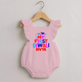 My First Diwali Colorful Lights Romper Frock - BABY PINK - 0 - 3 Months Old (Chest 19")