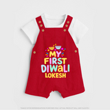 My First Diwali Colorful Lights Dungaree - RED - 0 - 5 Months Old (Chest 18")