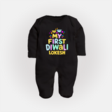 My First Diwali Colorful Lights Full Body Suit - BLACK - New Born (Chest 7.5")