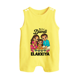 My First Diwali Family Celebration Button Romper - PASTEL YELLOW - New Born (Chest 18")