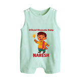 Official Dhamaka Baby Diwali Button Romper - MINT GREEN - New Born (Chest 18")