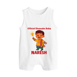 Official Dhamaka Baby Diwali Button Romper - WHITE - New Born (Chest 18")