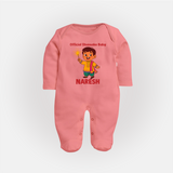 Official Dhamaka Baby Diwali Full Body Suit - PEACH - New Born (Chest 7.5")